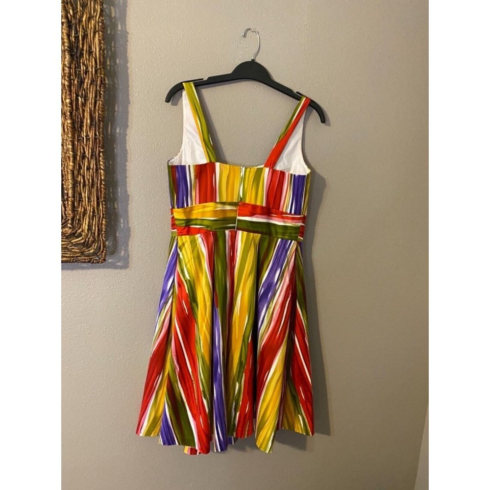 Calvin Klein Dress Red Purple Gold Green 12 A Line Stretch Career Church - Picture 8 of 11